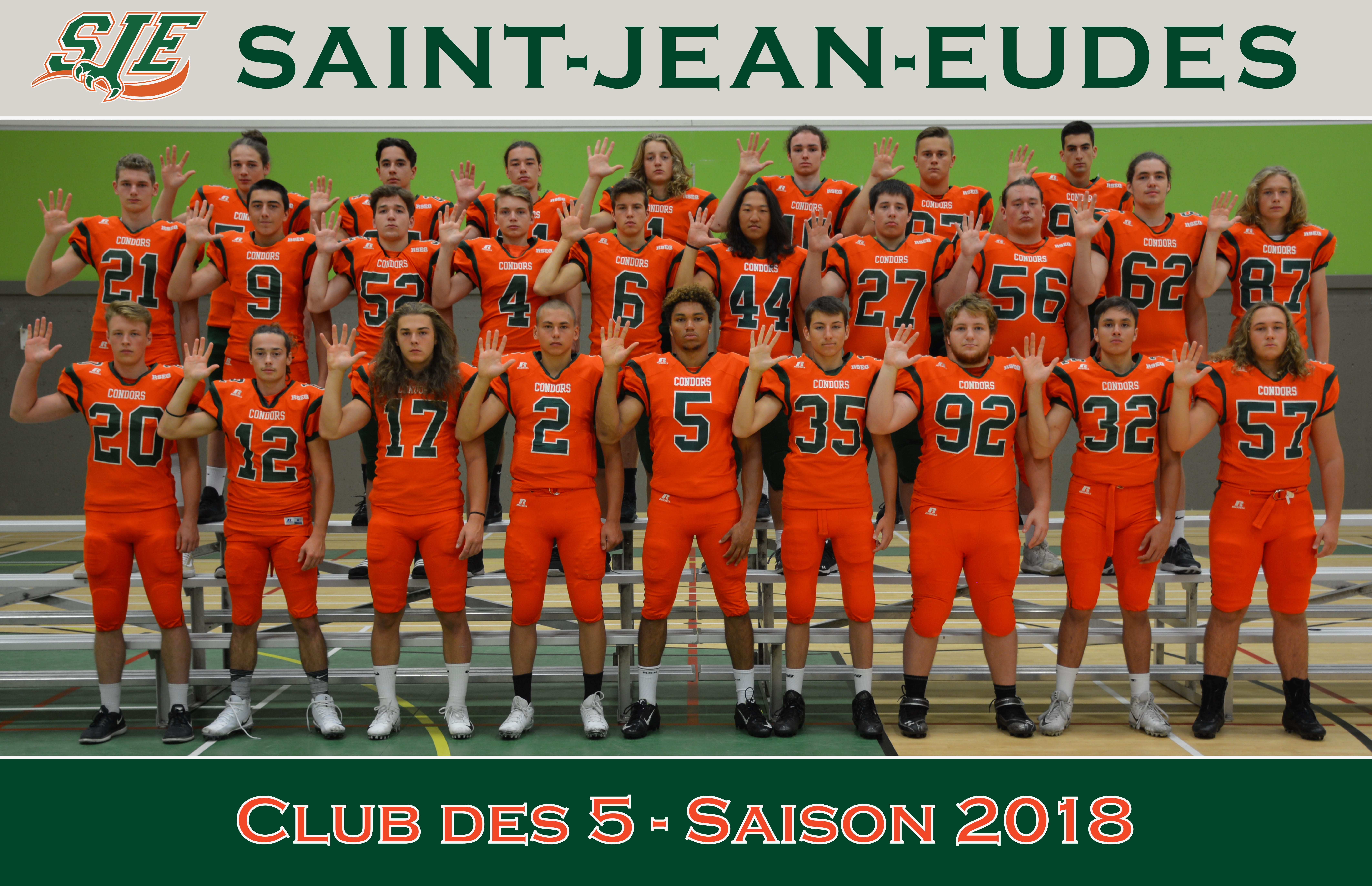 (26 élèves-athlètes) Alexandre Lavoie, Antoine Marquis, Antoine Rhainds, Anthony Lamontagne, Benjamin Huot, Charles-Antoine Houde, David Marcotte, Édouard Delisle, Félix Richard, Francis Boudreau, Gabriel Lafond-Bidégaré, Jean-Philip Dolbec, Liam Jacob Caoile-Buyck, Louis-Simon Giguère, Marc Rondeau, Mathieu Déry, Nathan Gauthier, Nicholas Knox, Nicolas Dion, Olivier Caron, Philippe St-Laurent, Pierre-Luc Michaud, Thomas Arsenault, Thomas Therrien, Vincent Bernier, Vincent Dorion